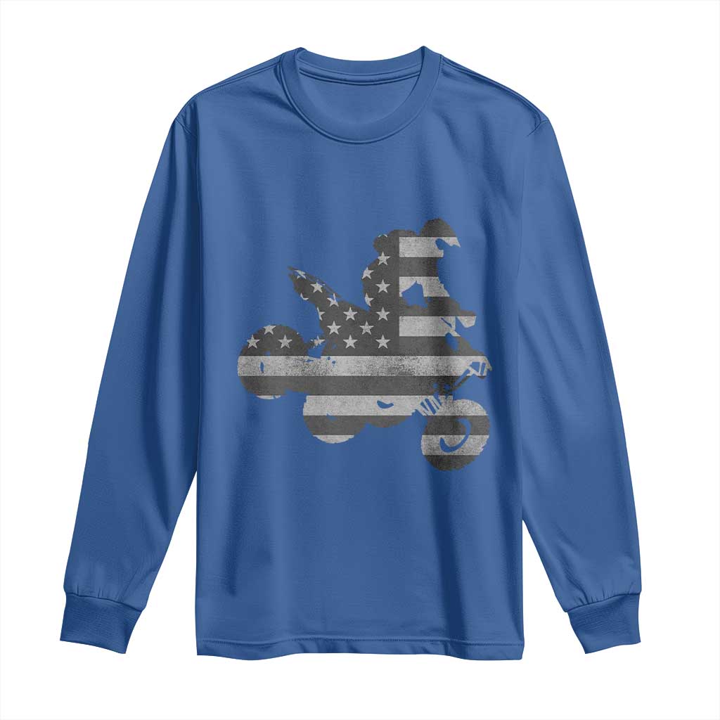 Cool ATV Long Sleeve Shirt Quad 4 Wheeler ATV Riding American Flag TS10 Royal Blue Print Your Wear