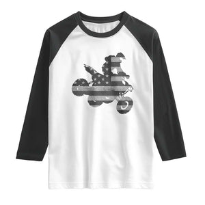 Cool ATV Raglan Shirt Quad 4 Wheeler ATV Riding American Flag TS10 White Black Print Your Wear