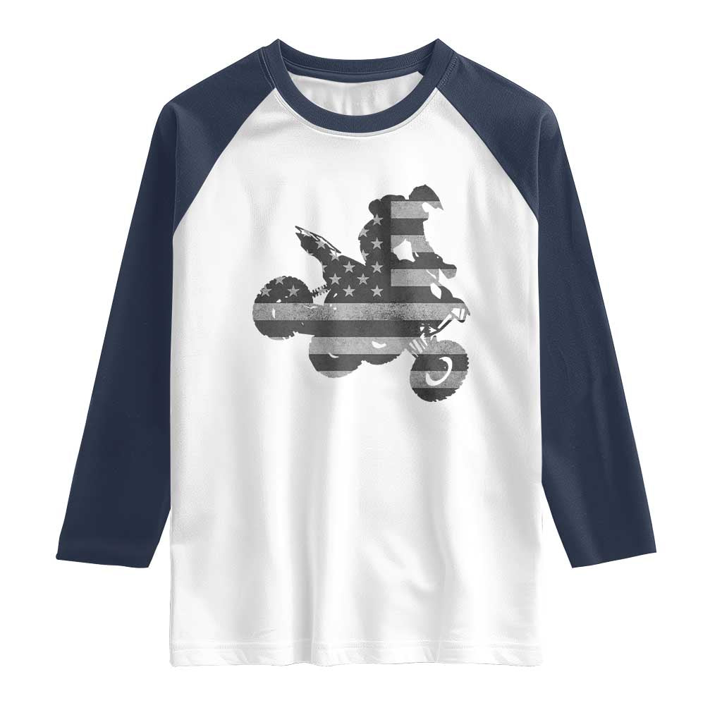 Cool ATV Raglan Shirt Quad 4 Wheeler ATV Riding American Flag TS10 White Navy Print Your Wear