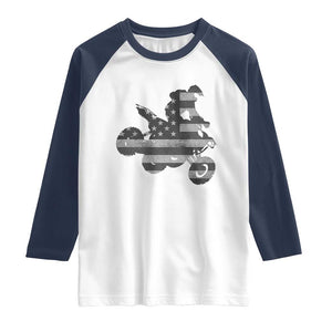 Cool ATV Raglan Shirt Quad 4 Wheeler ATV Riding American Flag TS10 White Navy Print Your Wear