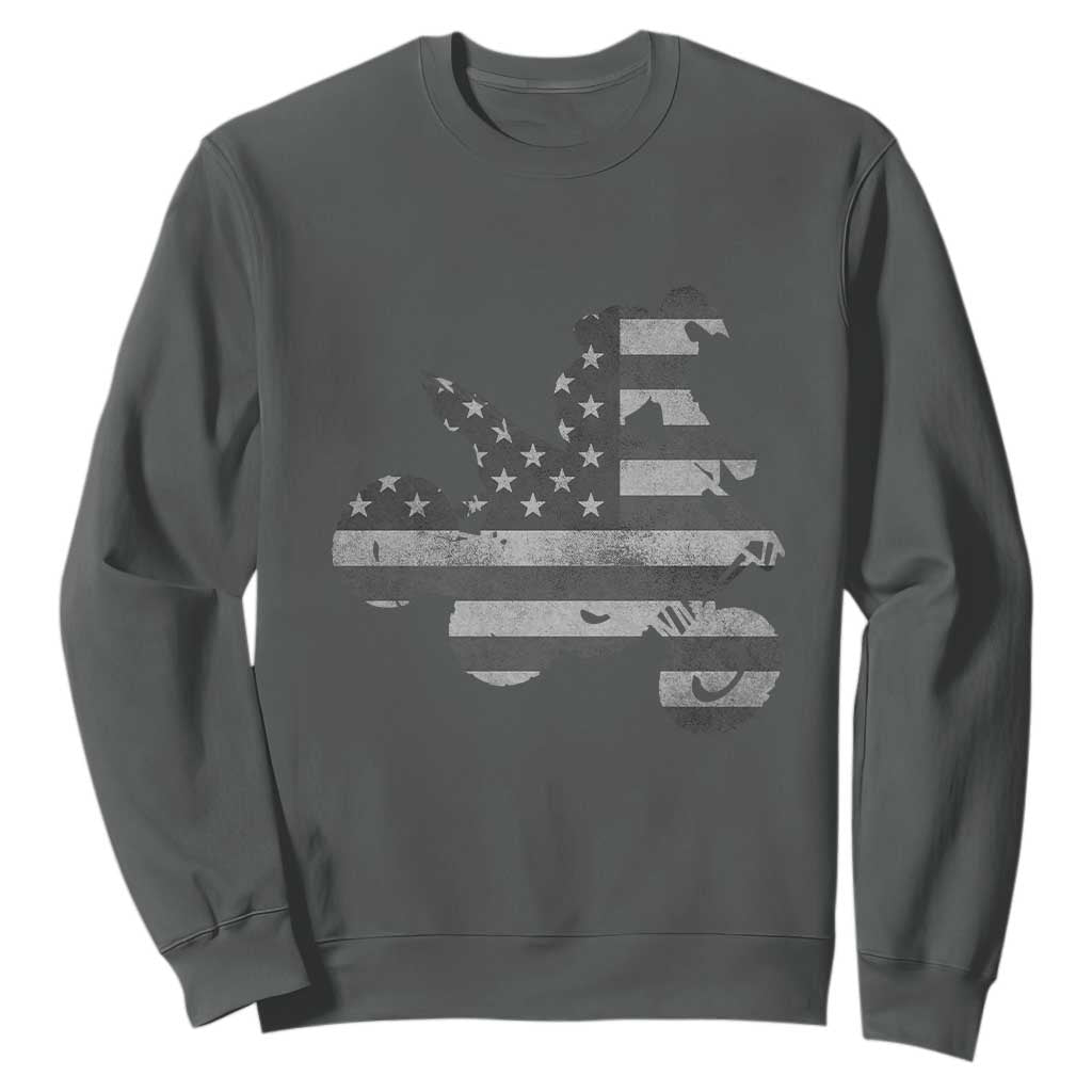 Cool ATV Sweatshirt Quad 4 Wheeler ATV Riding American Flag TS10 Dark Heather Print Your Wear