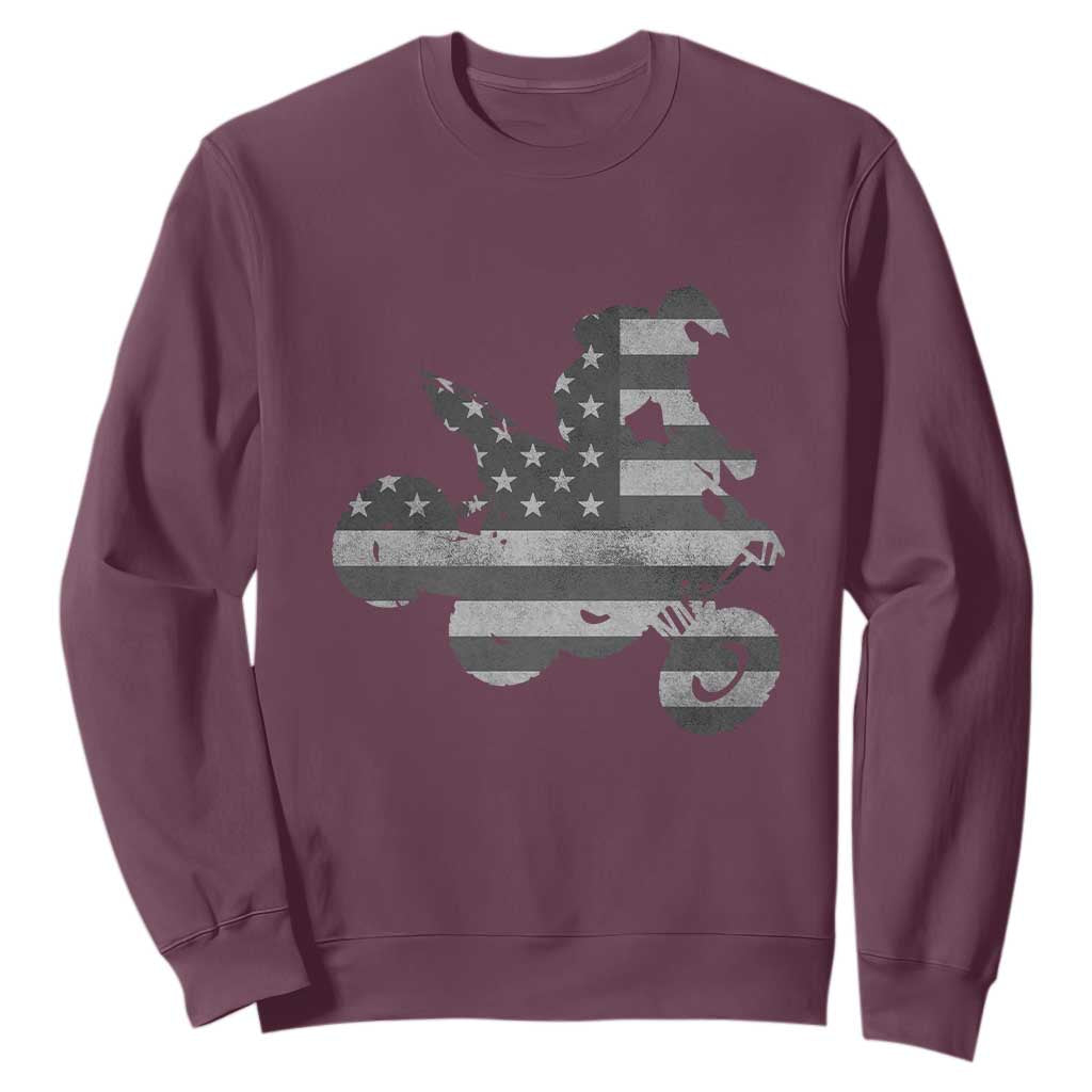 Cool ATV Sweatshirt Quad 4 Wheeler ATV Riding American Flag TS10 Maroon Print Your Wear