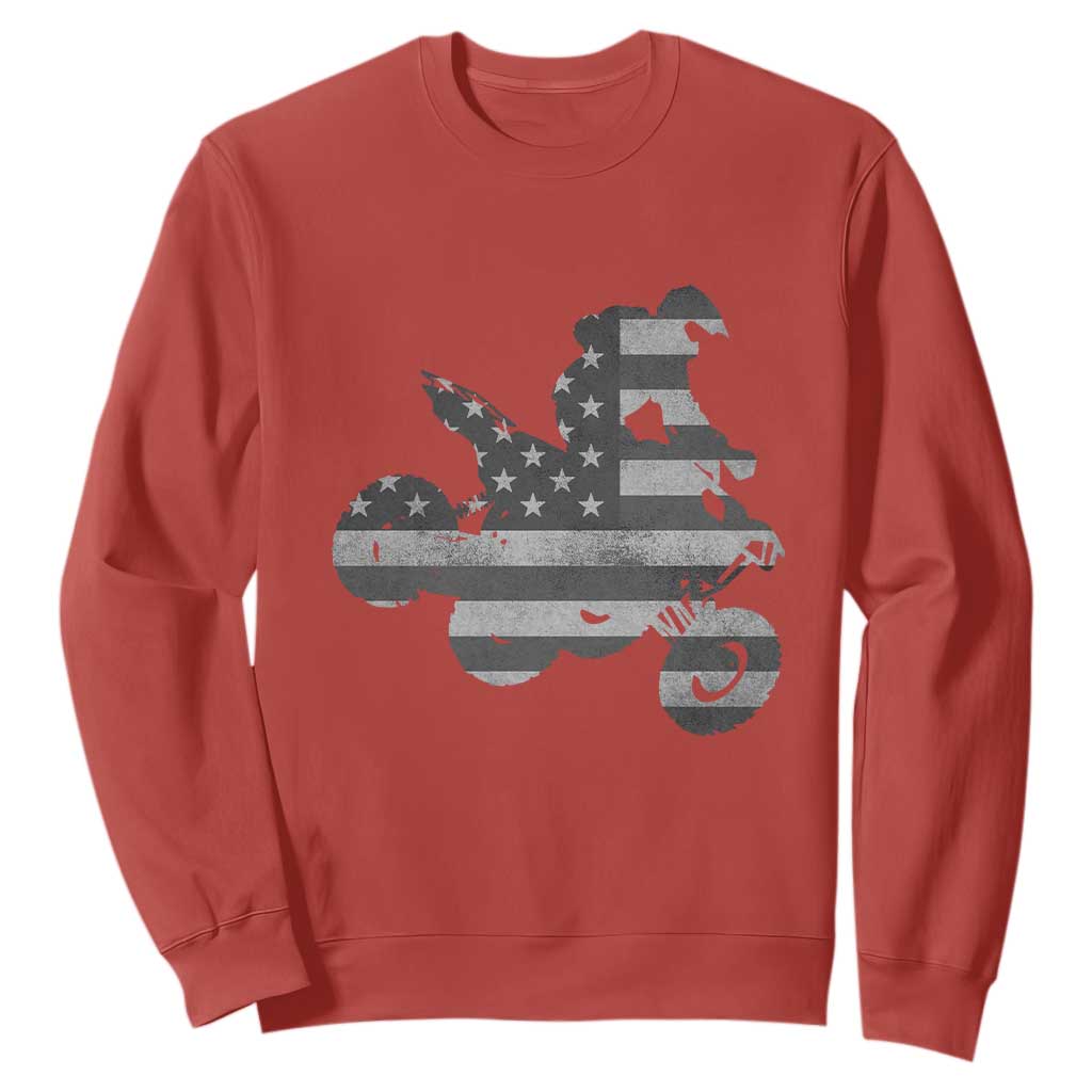 Cool ATV Sweatshirt Quad 4 Wheeler ATV Riding American Flag TS10 Red Print Your Wear
