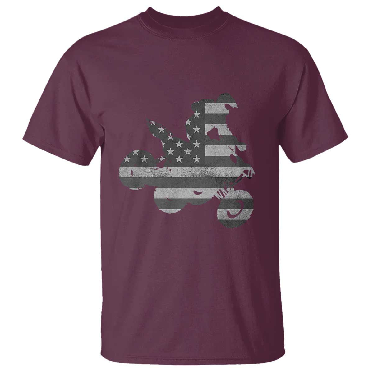 Cool ATV T Shirt Quad 4 Wheeler ATV Riding American Flag TS10 Maroon Print Your Wear