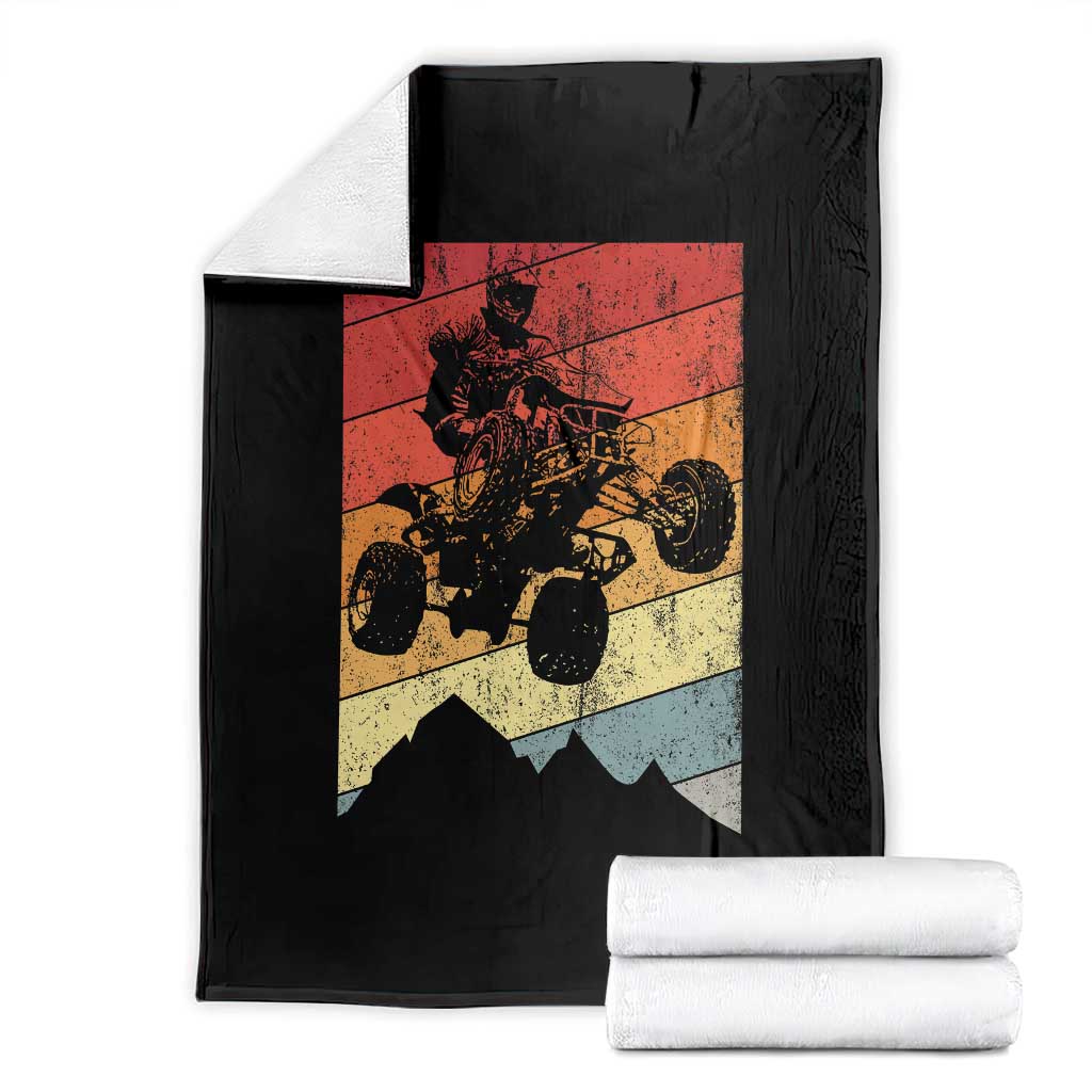 Vintage All-Terrain Vehicles Throw Blanket Retro 4 Wheeler ATV Riding Quadrider TS10 Black Print Your Wear