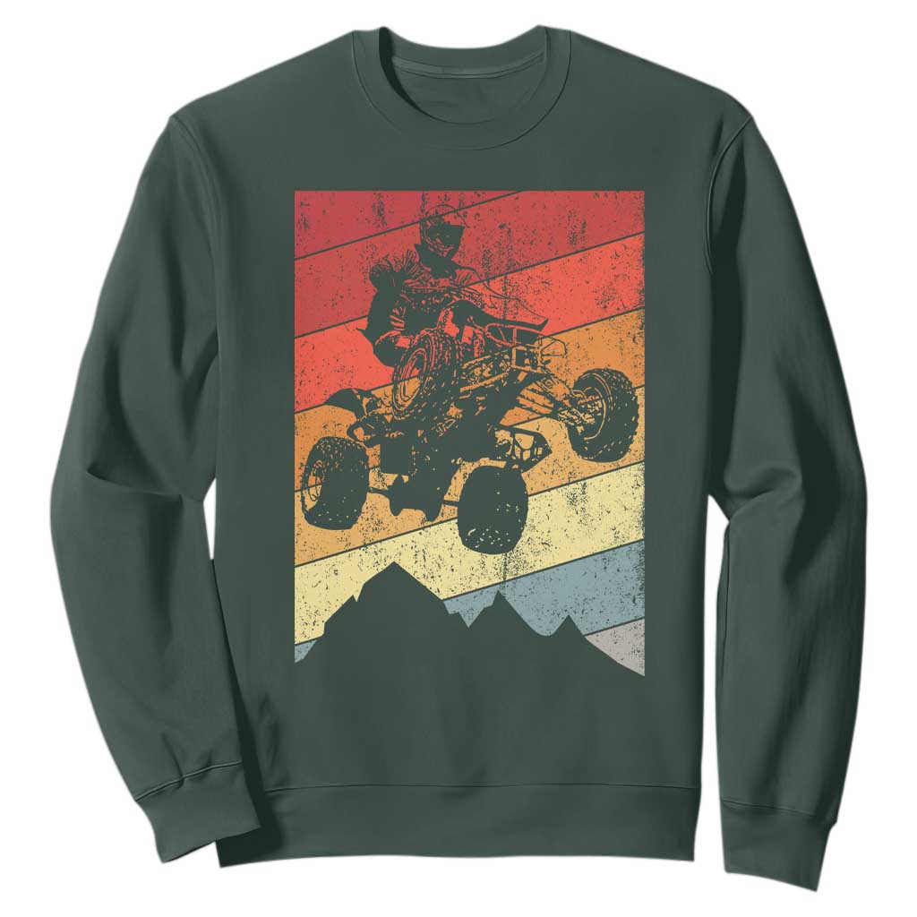 Vintage All-Terrain Vehicles Sweatshirt Retro 4 Wheeler ATV Riding Quadrider TS10 Dark Forest Green Print Your Wear