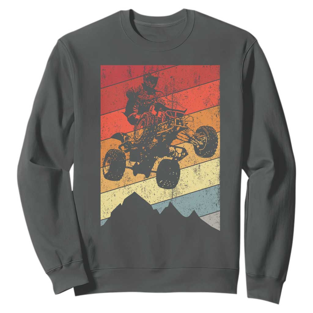 Vintage All-Terrain Vehicles Sweatshirt Retro 4 Wheeler ATV Riding Quadrider TS10 Dark Heather Print Your Wear