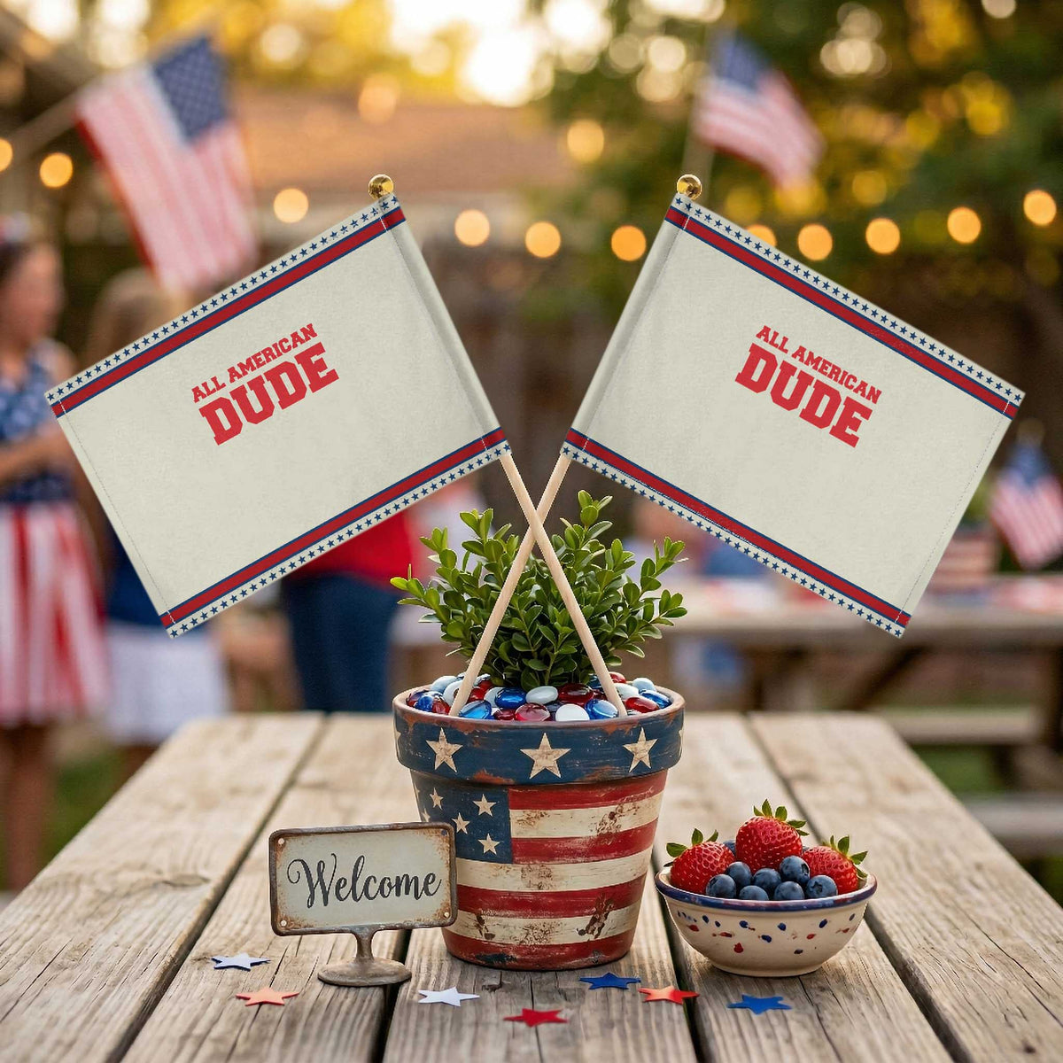 4th of July All American Dude Patriotic Handheld Flag TS10 Modern 8.2
