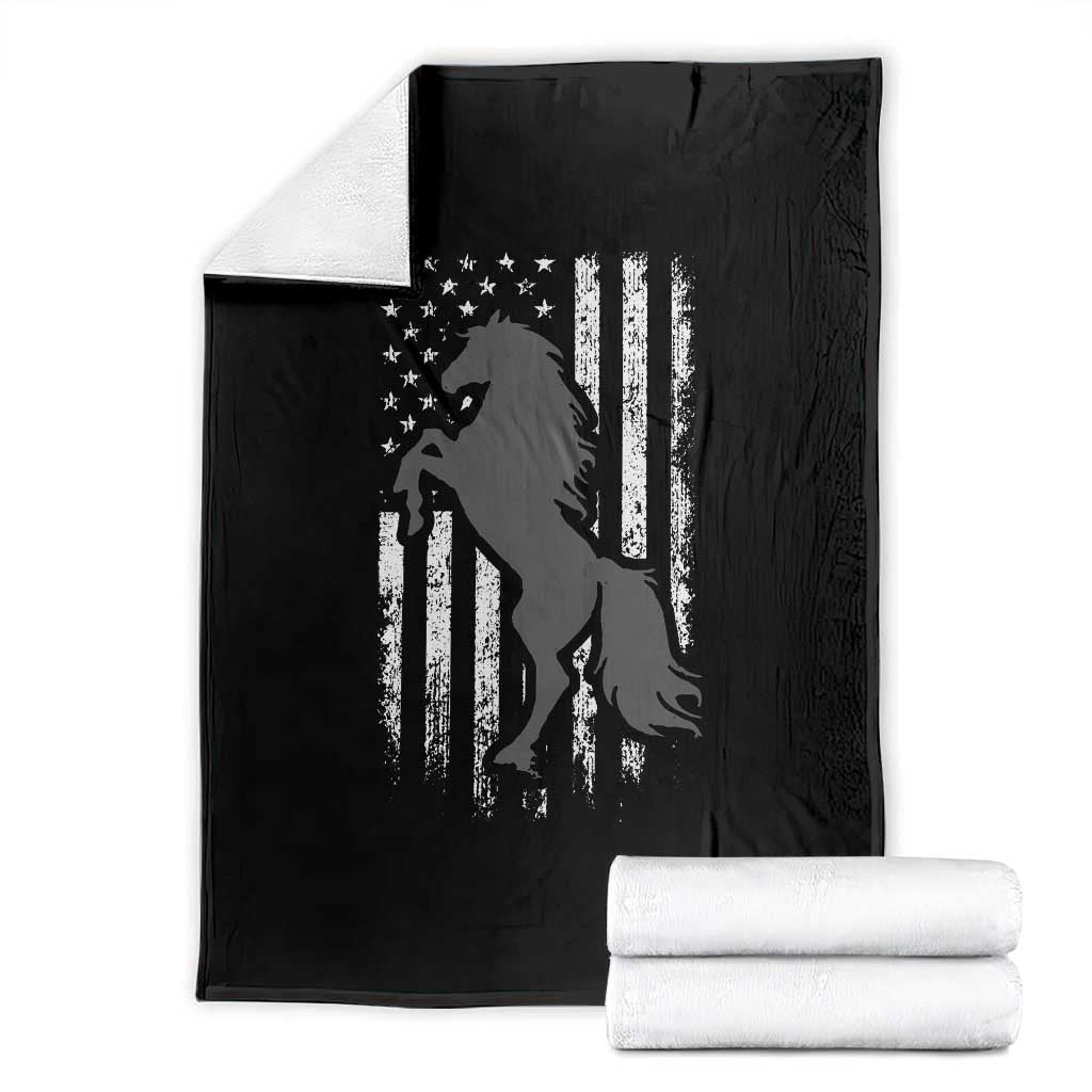 Patriotic Horse American Flag Throw Blanket Horseback Riding Western Farm Vintage Horse TS10 Black Print Your Wear