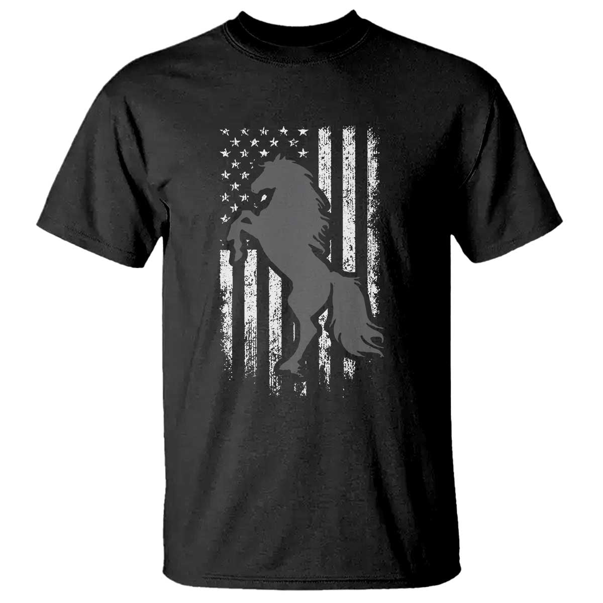 Patriotic Horse American Flag T Shirt Horseback Riding Western Farm Vintage Horse TS10 Black Print Your Wear
