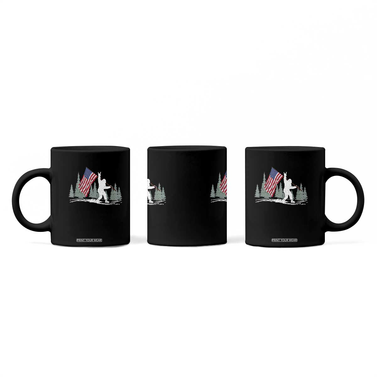 Bigfoot Coffee Mug Sasquatch American Flag Patriotic TS10 Print Your Wear