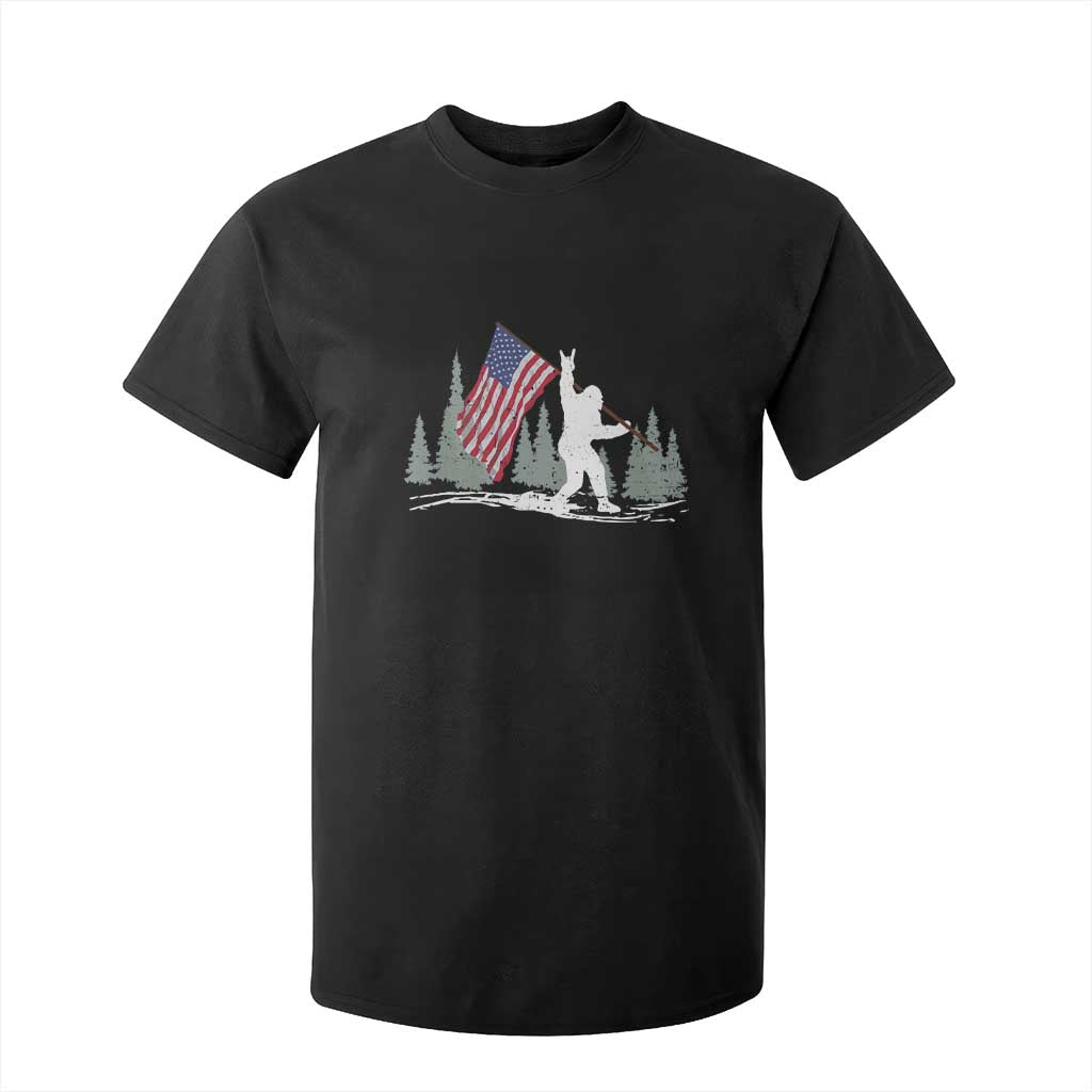 Bigfoot T Shirt For Kid Sasquatch American Flag Patriotic TS10 Black Print Your Wear