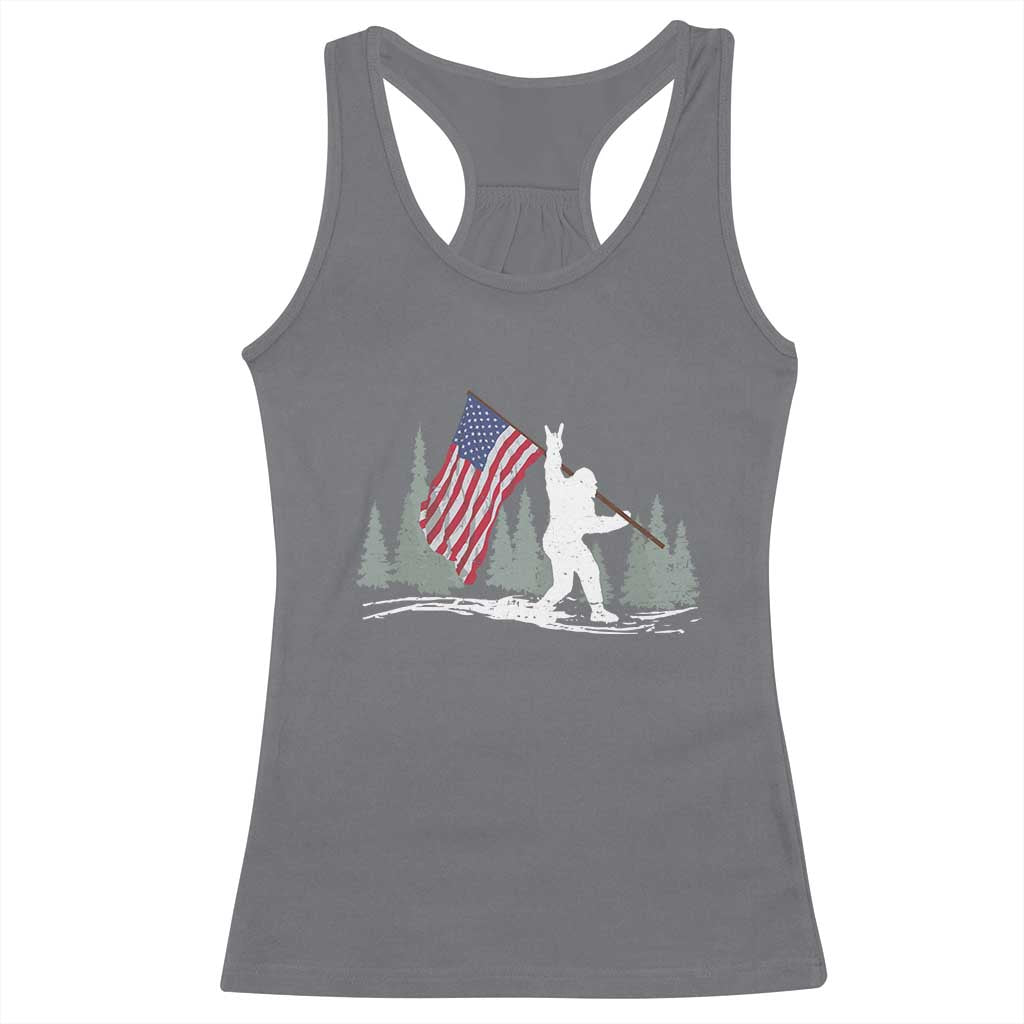 Bigfoot Racerback Tank Top Sasquatch American Flag Patriotic TS10 Charcoal Print Your Wear