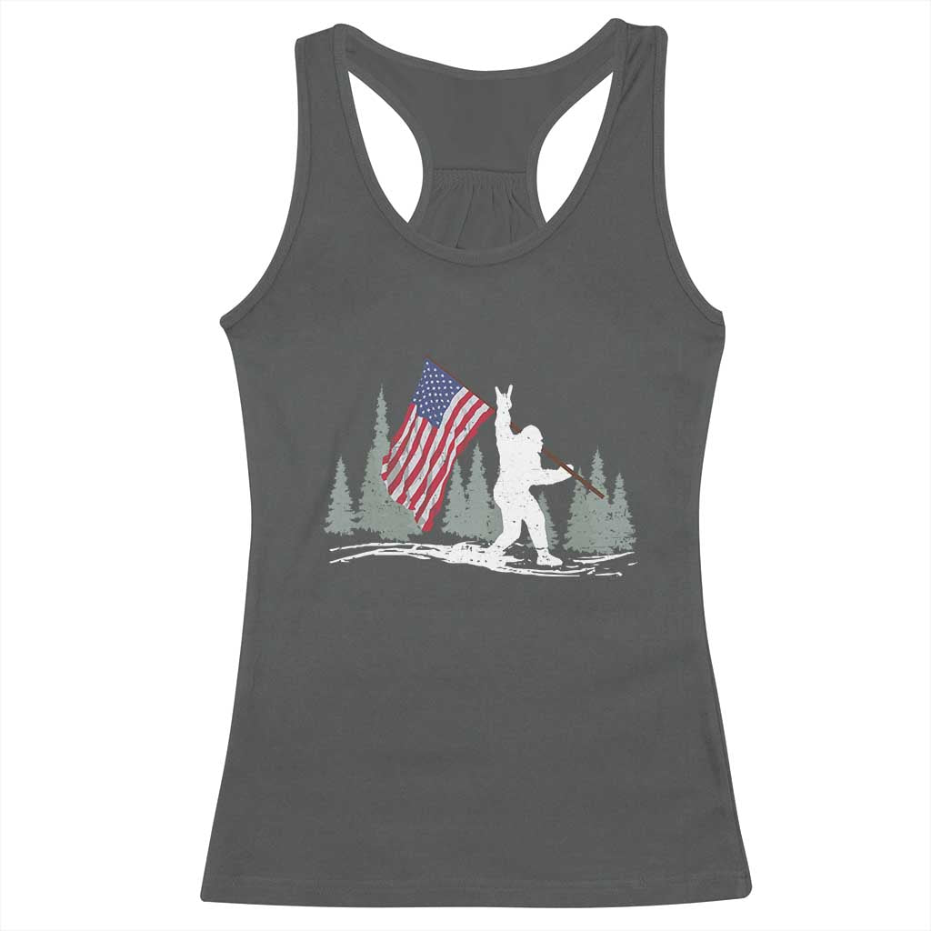 Bigfoot Racerback Tank Top Sasquatch American Flag Patriotic TS10 Dark Heather Print Your Wear