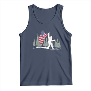 Bigfoot Tank Top Sasquatch American Flag Patriotic TS10 Navy Print Your Wear