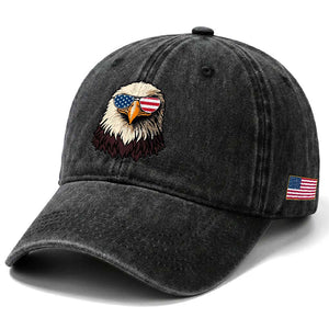 American Flag Patriotic Eagle Washed Cotton Baseball Cap 4th of July TS10 Print Your Wear