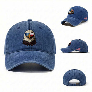American Flag Patriotic Eagle Washed Cotton Baseball Cap 4th of July TS10 Washed Cap Universal Fit Royal Blue Print Your Wear