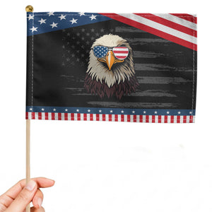 American Flag Eagle Patriotic Handheld Flag 4th of July TS10 Distressed 8.2" × 5.5" Black Blue Print Your Wear