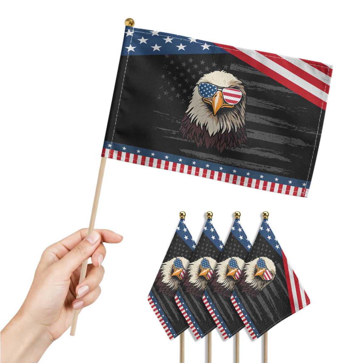 American Flag Eagle Patriotic Handheld Flag 4th of July TS10 Print Your Wear