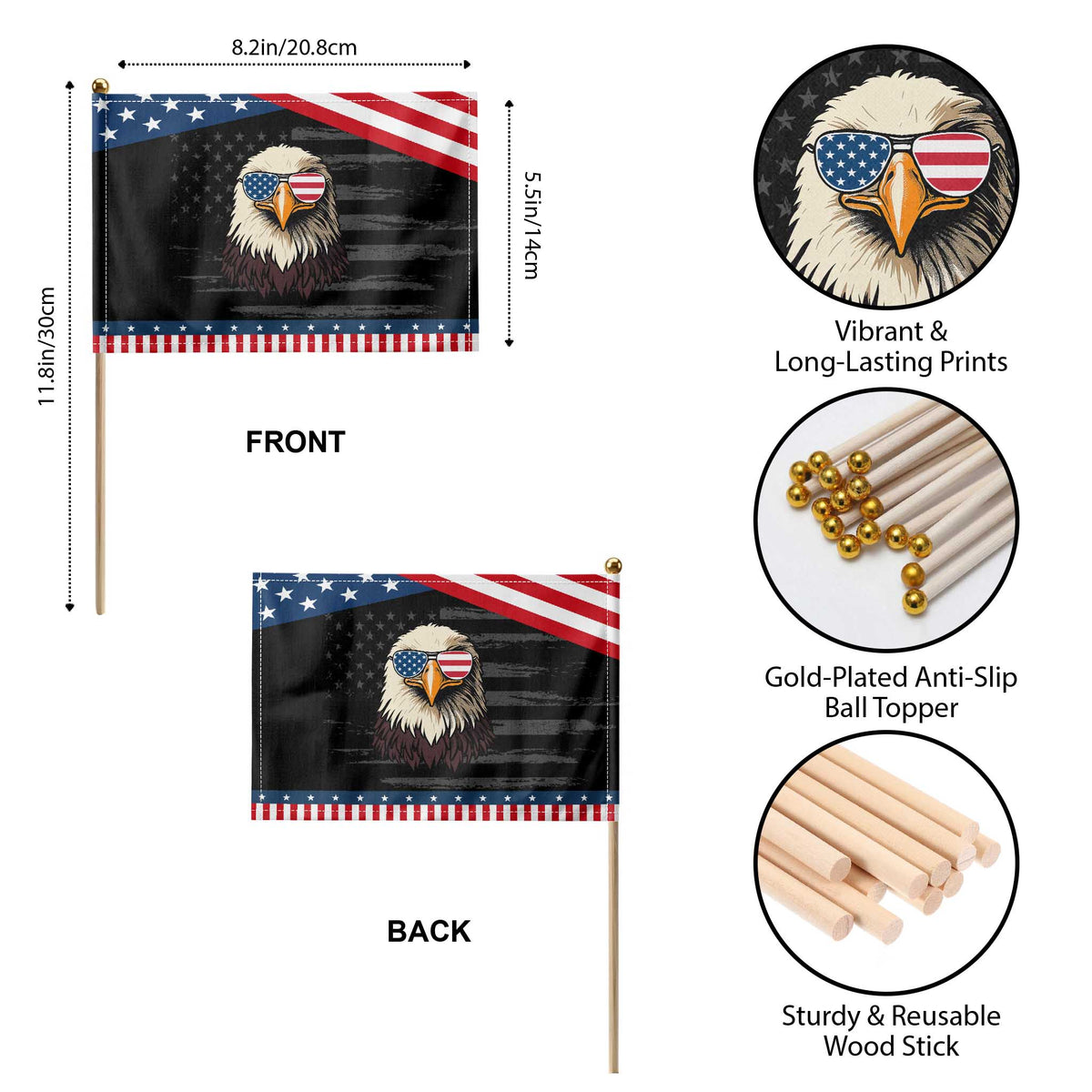 American Flag Eagle Patriotic Handheld Flag 4th of July TS10 Print Your Wear
