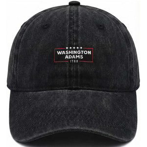 4th July George Washington 1788 Washed Cotton Baseball Cap Retro President Campaign TS10 Washed Cap Universal Fit Black Print Your Wear