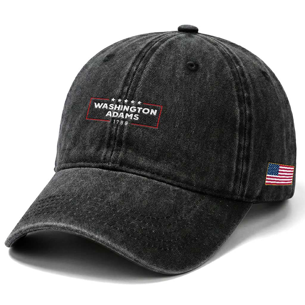 4th July George Washington 1788 Washed Cotton Baseball Cap Retro President Campaign TS10 Print Your Wear