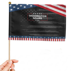 4th July George Washington 1788 Patriotic Handheld Flag Retro President Campaign TS10 Distressed 8.2" × 5.5" Black Blue Print Your Wear