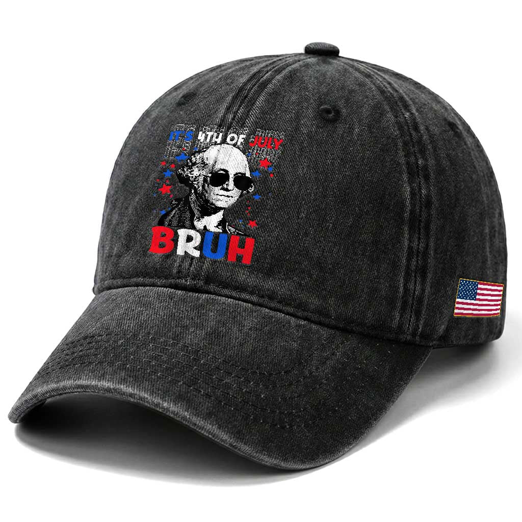 4th of July George Washington Bruh Washed Cotton Baseball Cap TS10 Print Your Wear