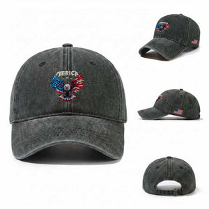 Bald Eagle Merica Washed Cotton Baseball Cap USA American Flag Patriotic 4th of July TS10 Washed Cap Universal Fit Dark Green Print Your Wear