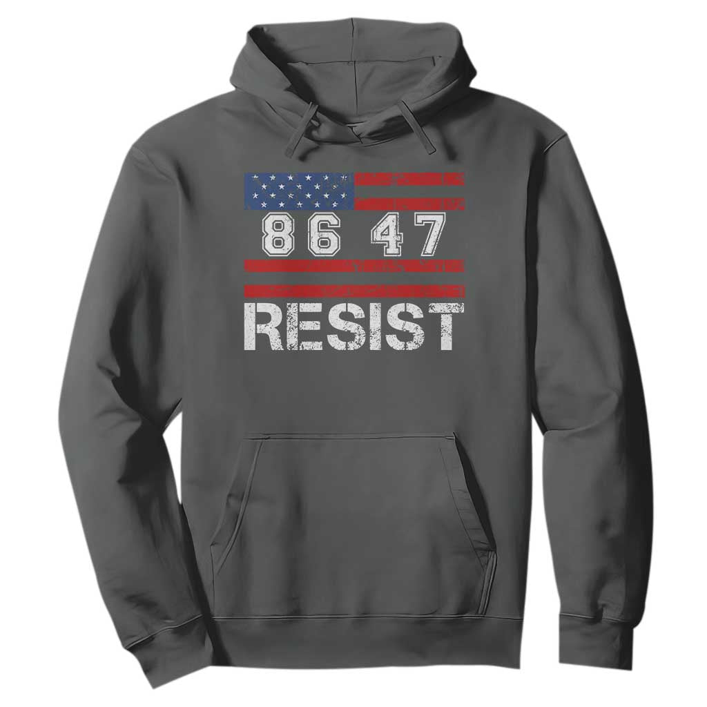 8647 Resist Hoodie Retro Social Justice American Flag TS10 Dark Heather Print Your Wear