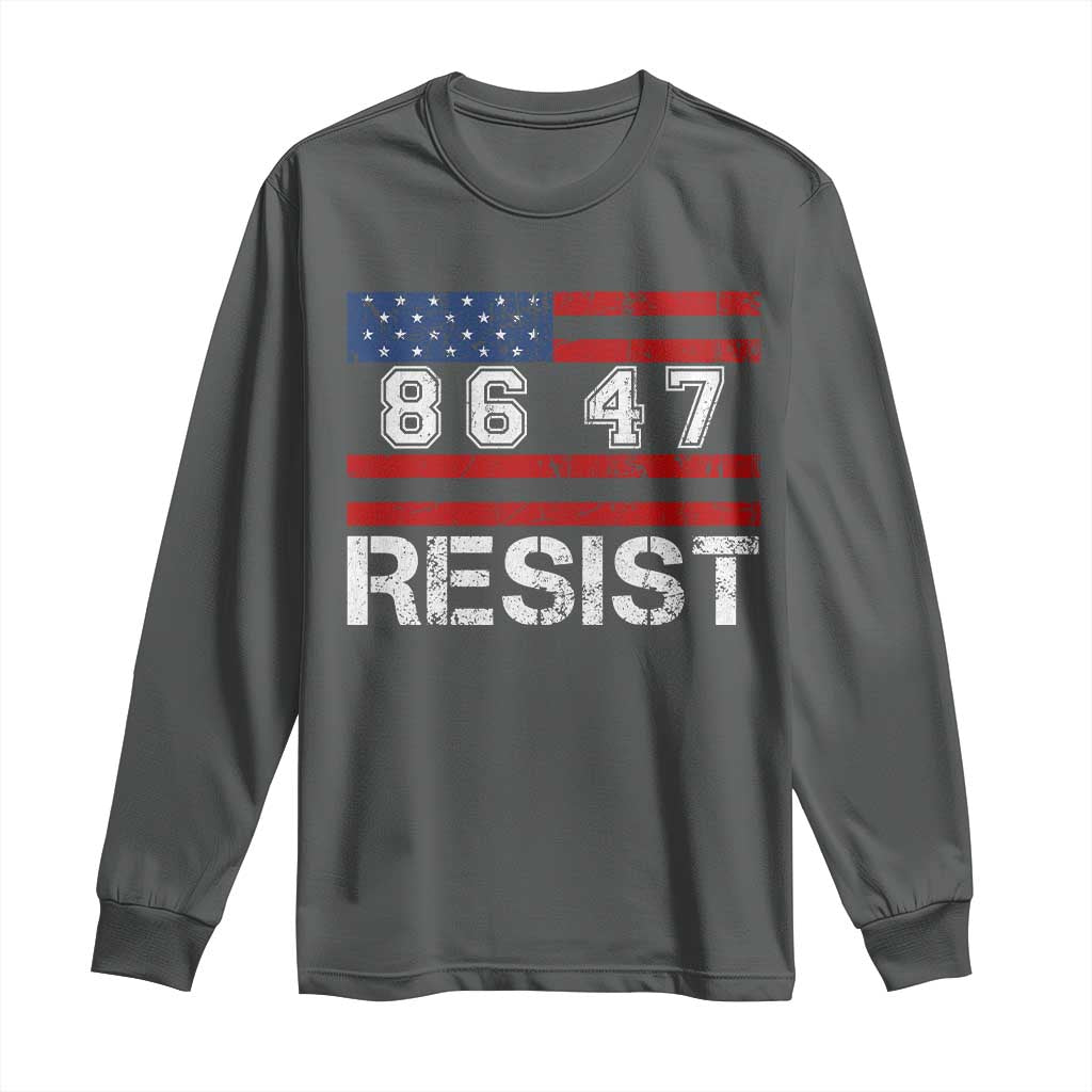 8647 Resist Long Sleeve Shirt Retro Social Justice American Flag TS10 Dark Heather Print Your Wear