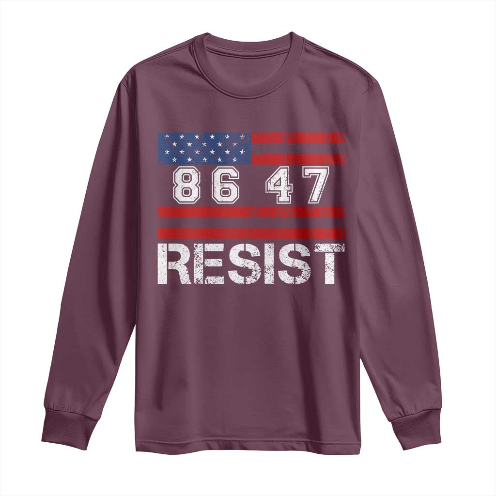 8647 Resist Long Sleeve Shirt Retro Social Justice American Flag TS10 Maroon Print Your Wear