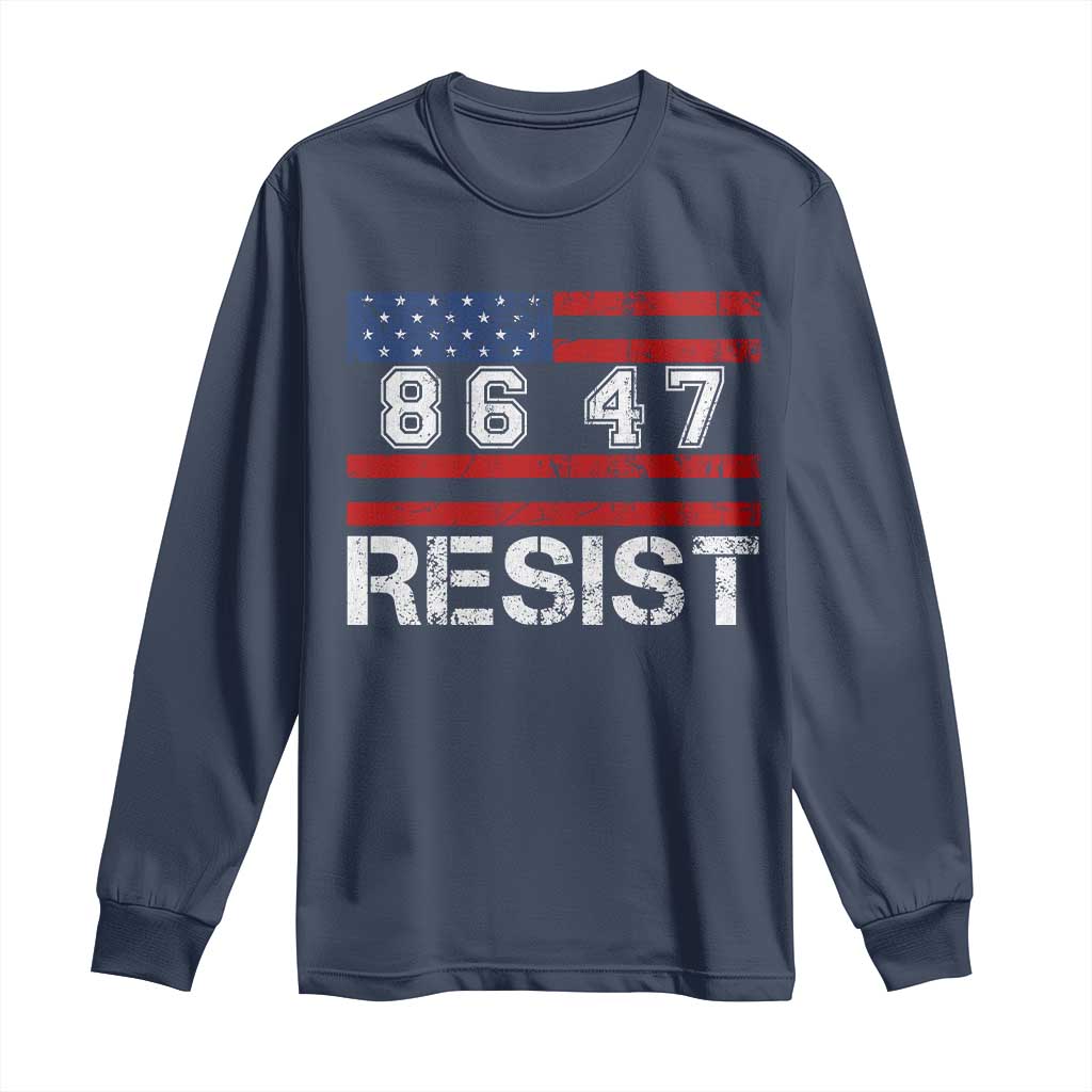 8647 Resist Long Sleeve Shirt Retro Social Justice American Flag TS10 Navy Print Your Wear