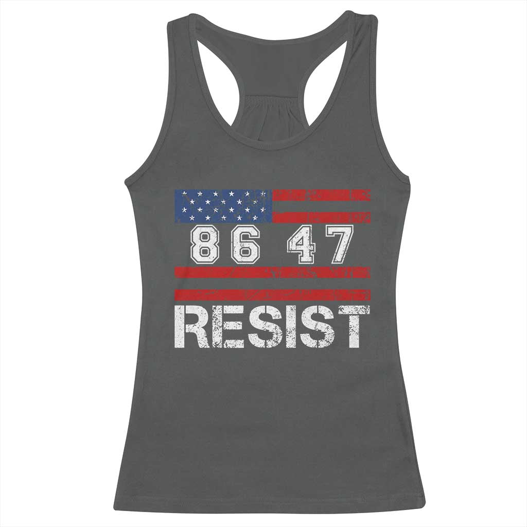 8647 Resist Racerback Tank Top Retro Social Justice American Flag TS10 Dark Heather Print Your Wear