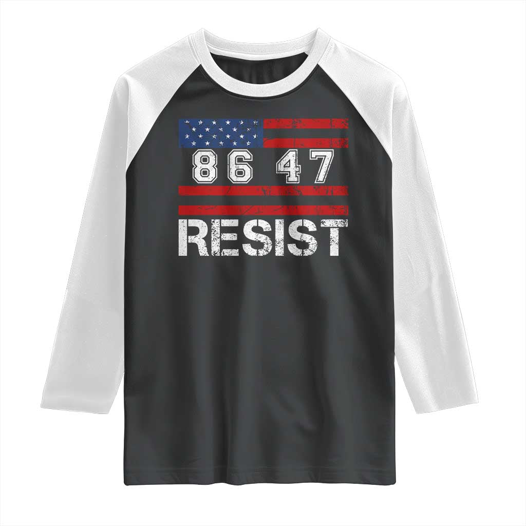 8647 Resist Raglan Shirt Retro Social Justice American Flag TS10 Black White Print Your Wear
