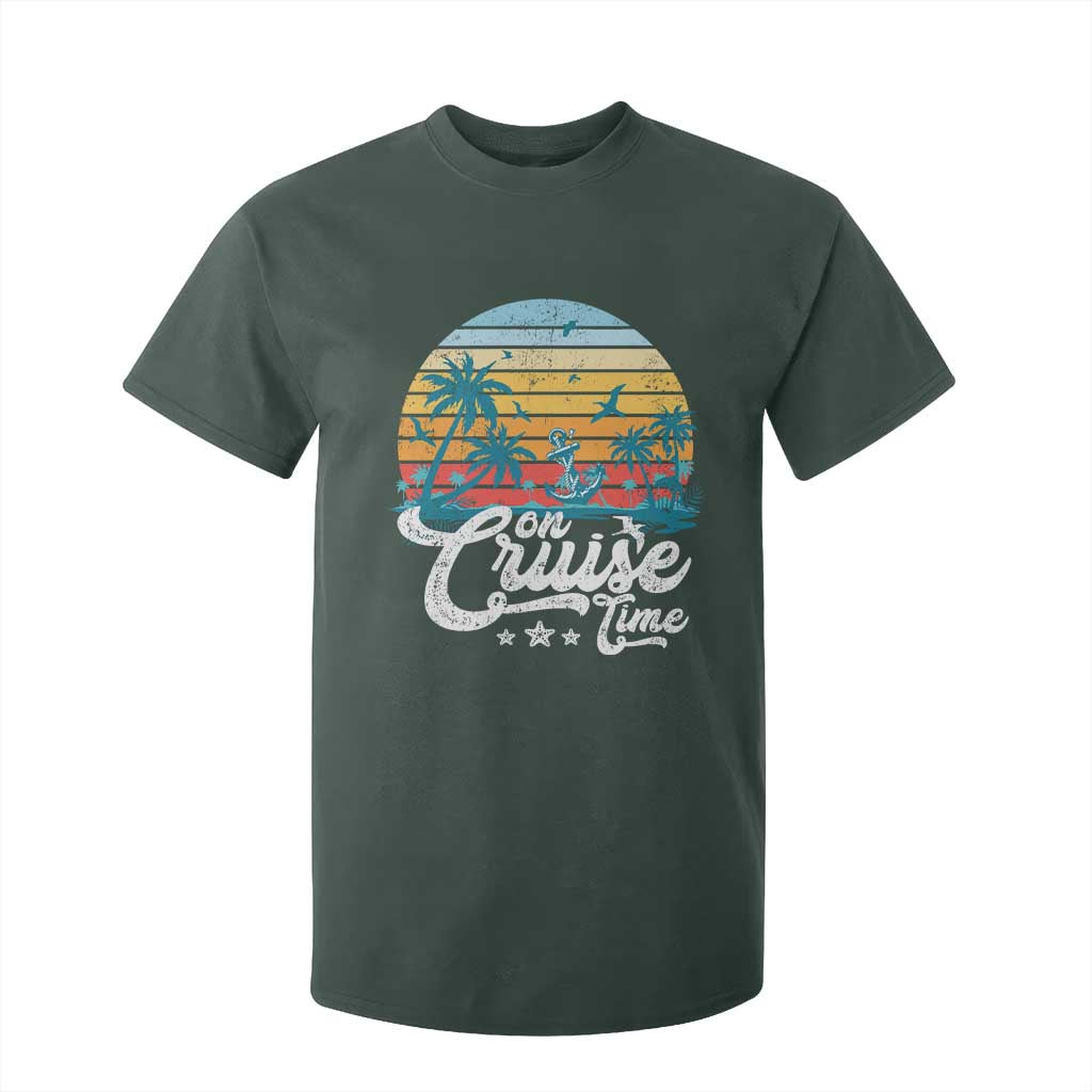 On Cruise Time T Shirt For Kid Retro Summer Vacation Cruising TS10 Dark Forest Green Print Your Wear