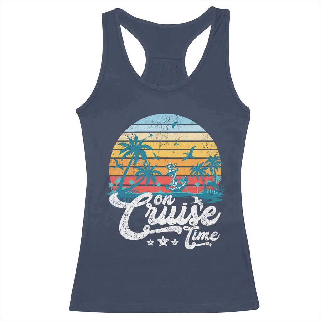 On Cruise Time Racerback Tank Top Retro Summer Vacation Cruising TS10 Navy Print Your Wear