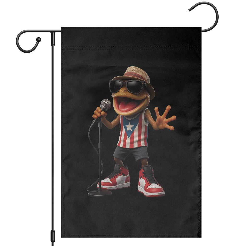 Coqui Puerto Rican Flag Garden Flag Taino Boricua Frog Singing TS10 Black Print Your Wear