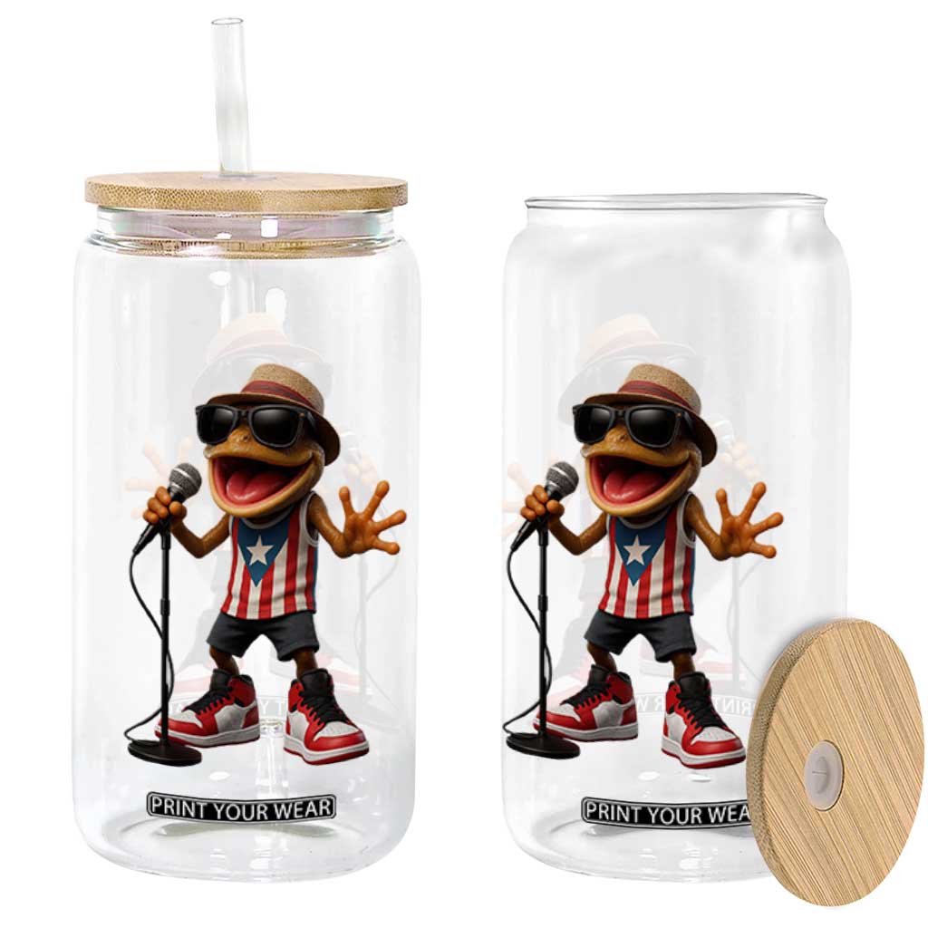 Coqui Puerto Rican Flag Glass Can Taino Boricua Frog Singing TS10 Print Your Wear