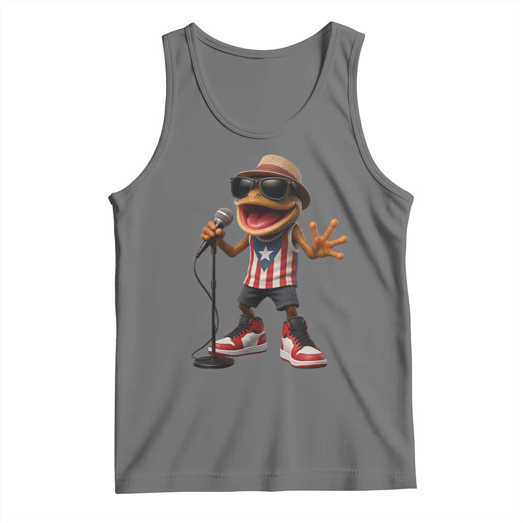 Coqui Puerto Rican Flag Tank Top Taino Boricua Frog Singing TS10 Black Heather Print Your Wear