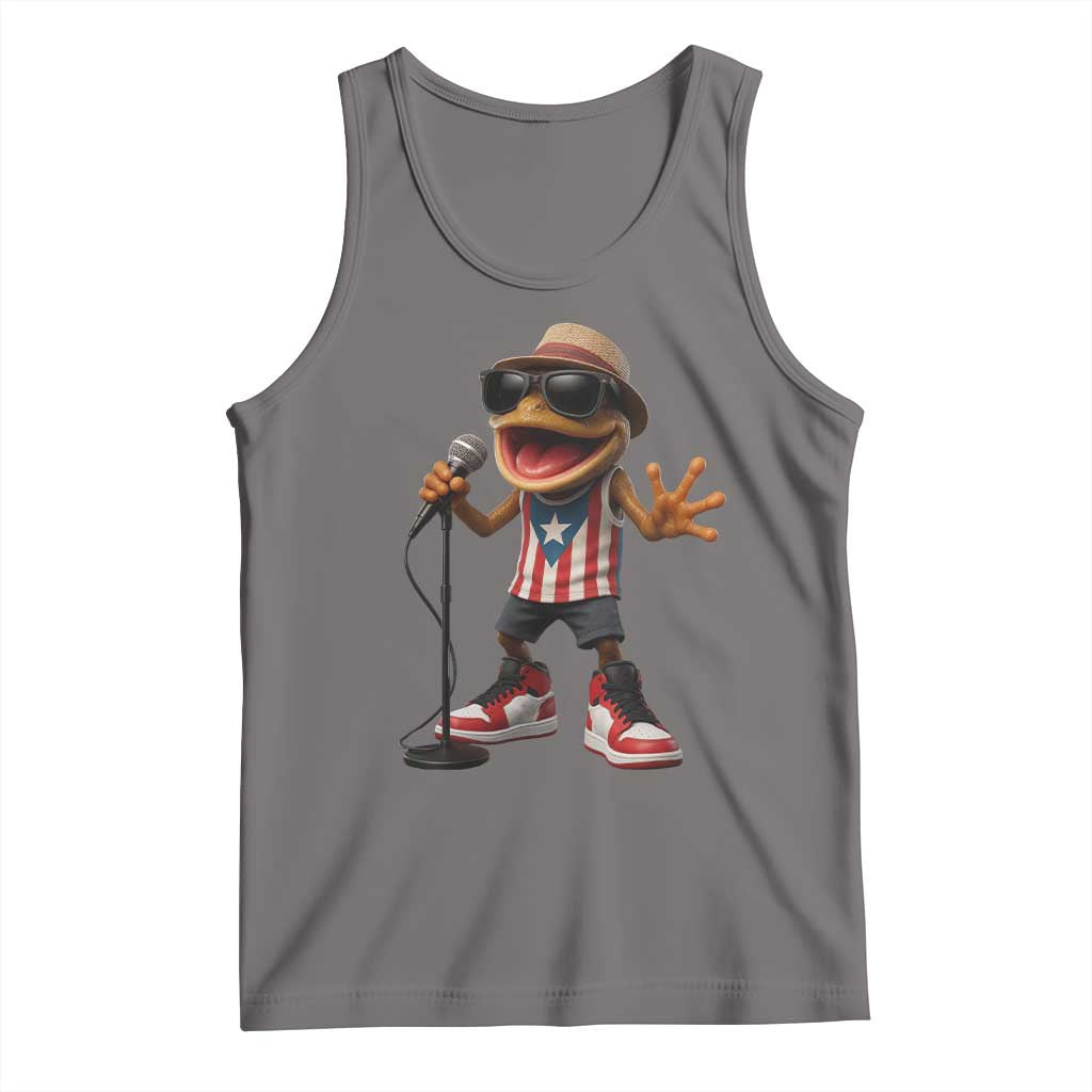 Coqui Puerto Rican Flag Tank Top Taino Boricua Frog Singing TS10 Deep Heather Print Your Wear