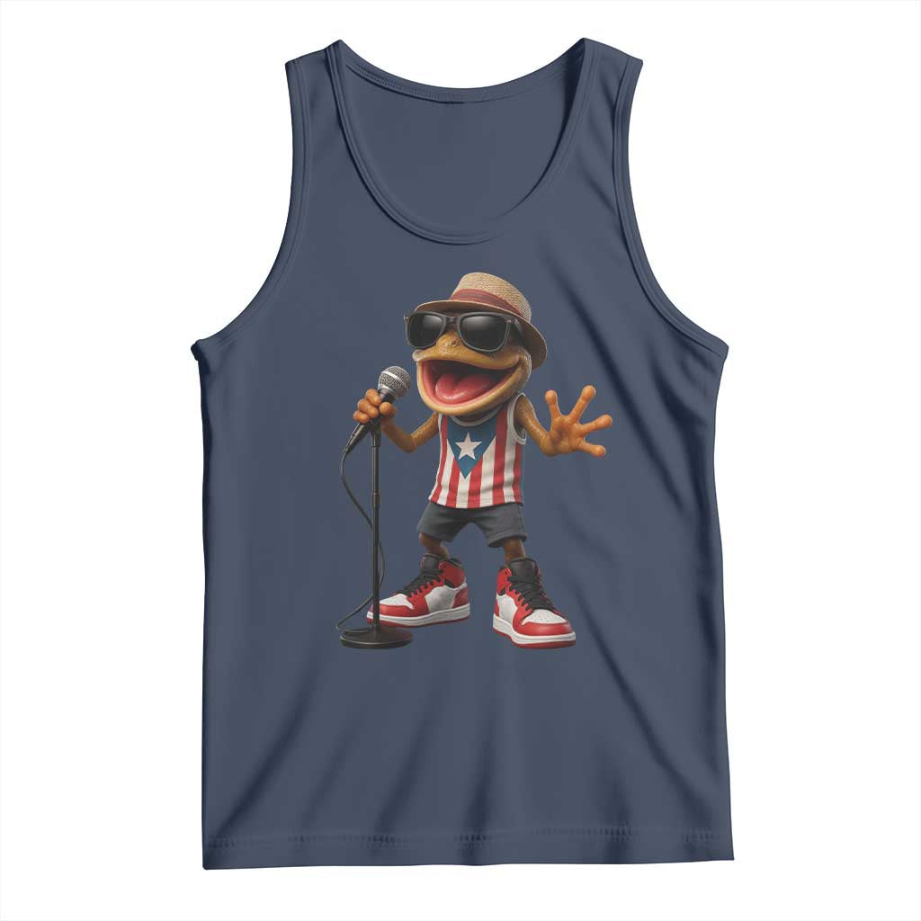 Coqui Puerto Rican Flag Tank Top Taino Boricua Frog Singing TS10 Navy Print Your Wear