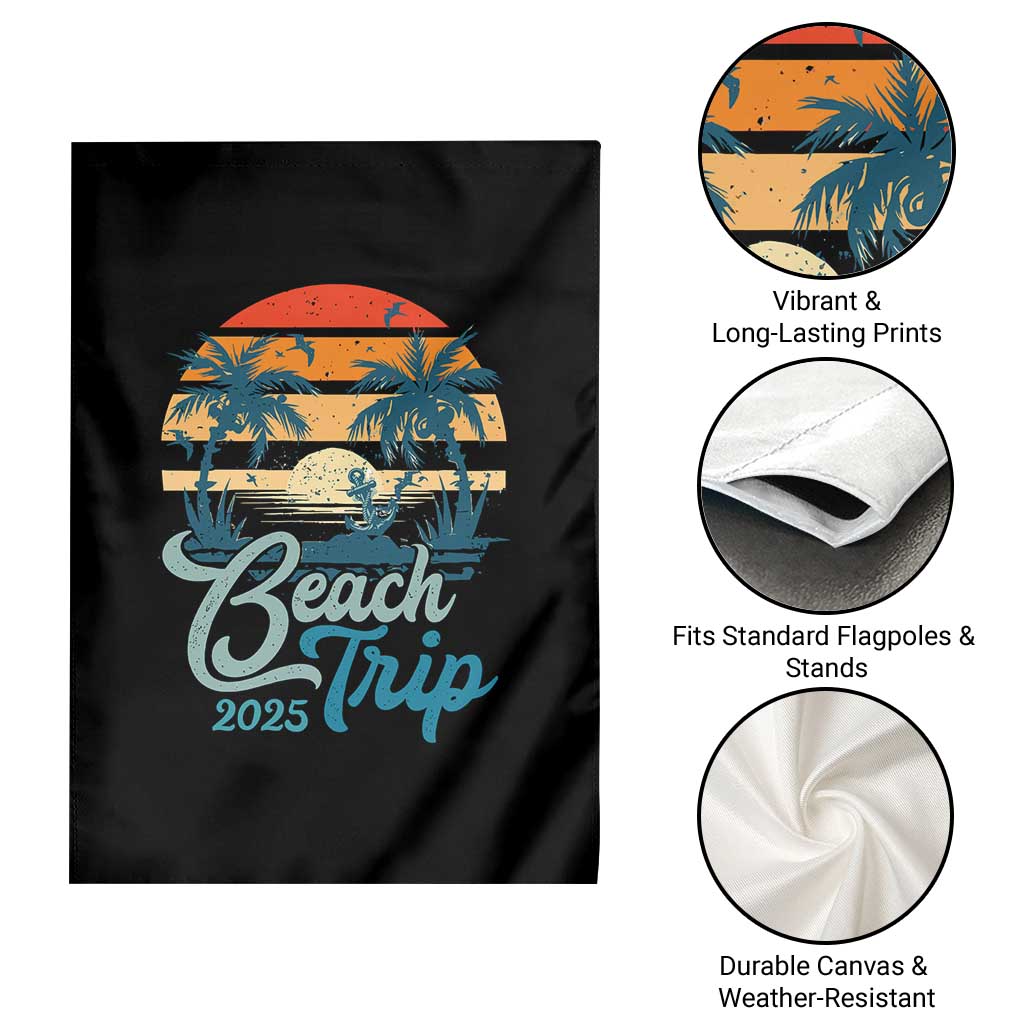 Beach Trip 2025 Garden Flag Summer Vacation Vintage 70's Retro TS10 Print Your Wear