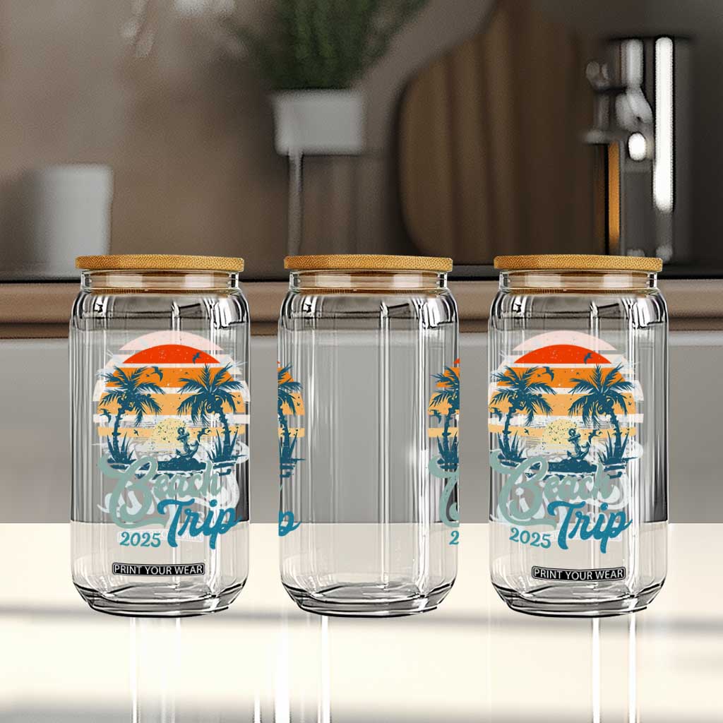 Beach Trip 2025 Glass Can Summer Vacation Vintage 70's Retro TS10 Print Your Wear