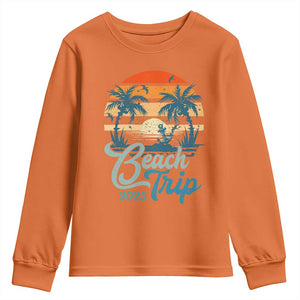Beach Trip 2025 Youth Sweatshirt Summer Vacation Vintage 70's Retro TS10 Orange Print Your Wear