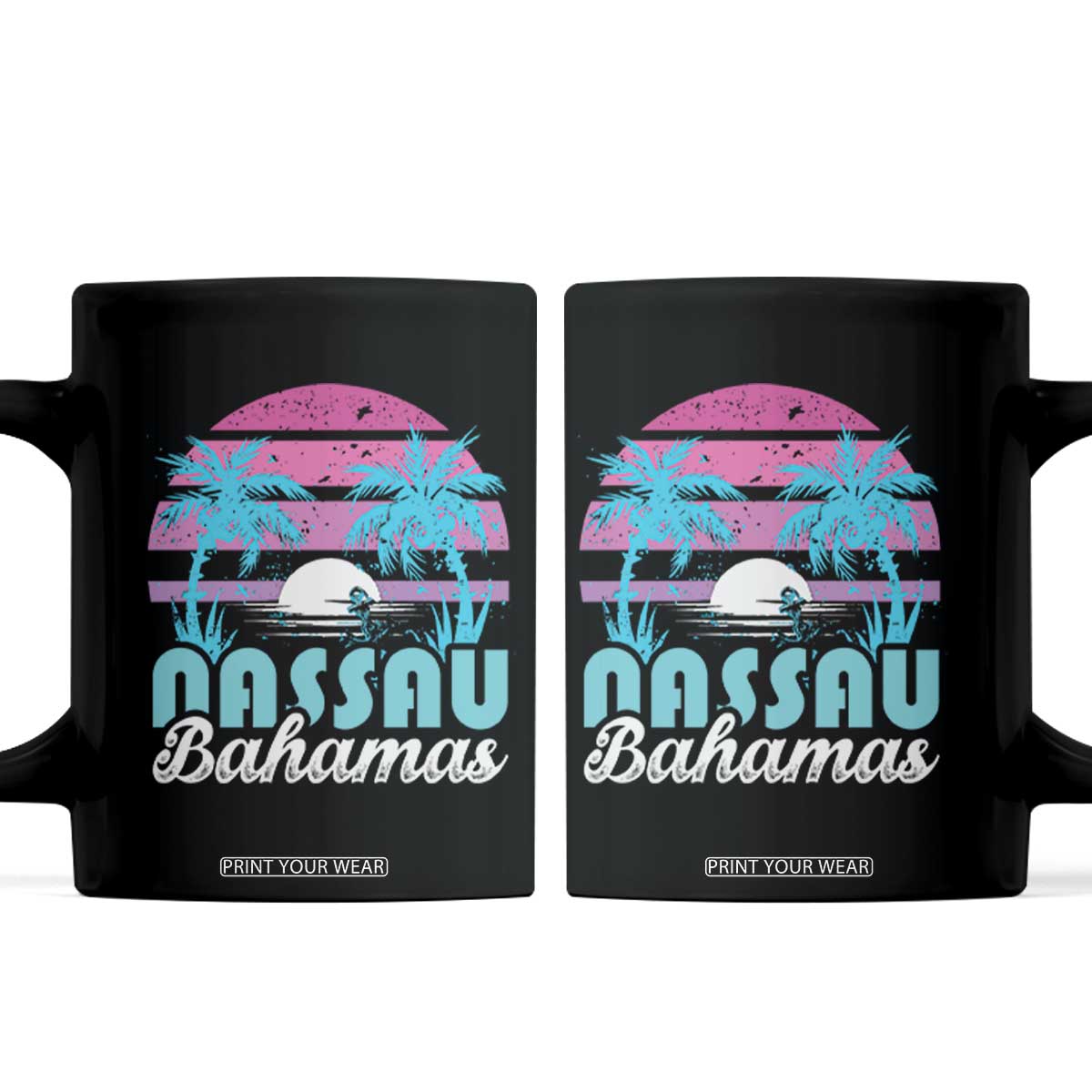 Vintage Nassau Coffee Mug Tropical Island Palm Trees Beach Bahamas Vacation TS10 Black Print Your Wear