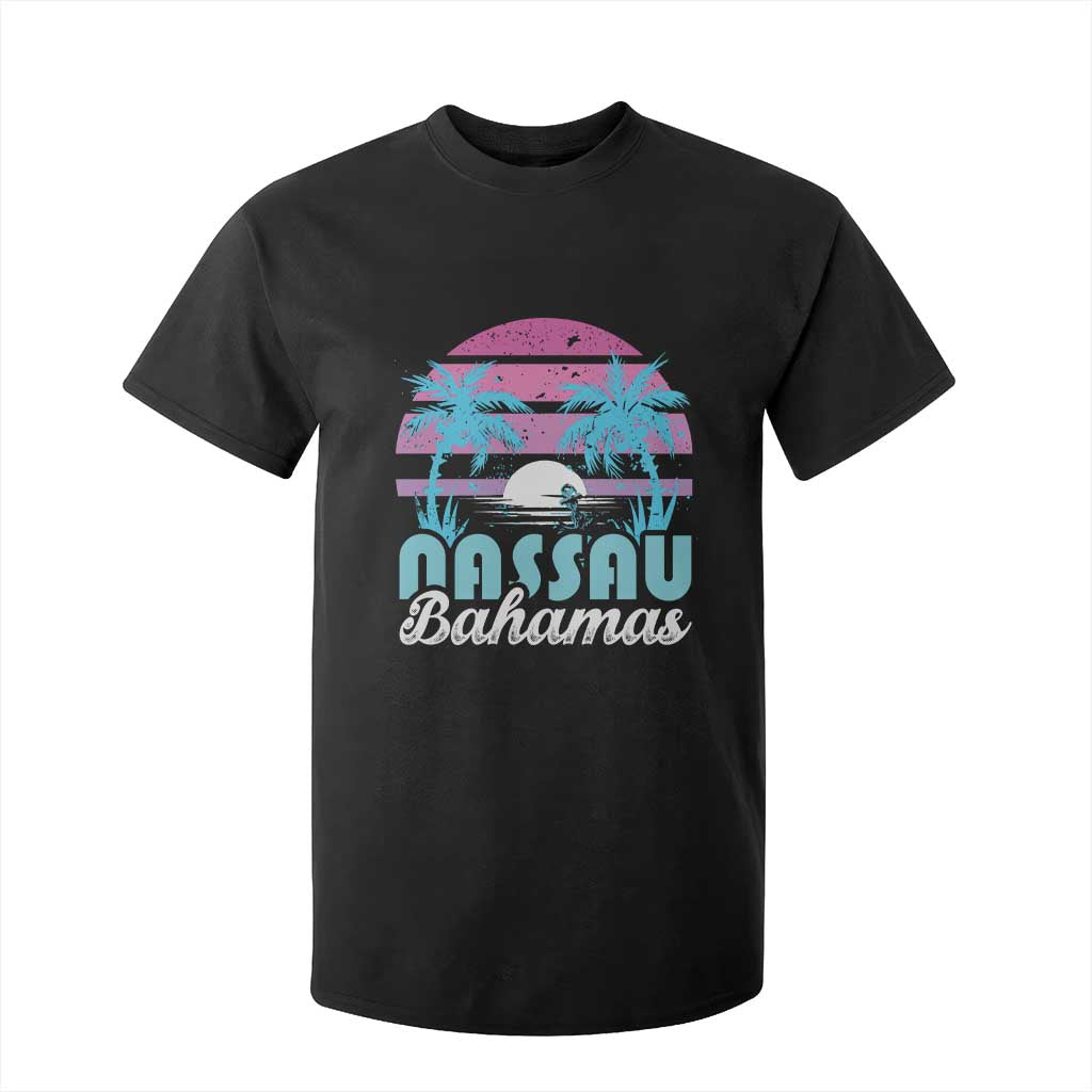 Vintage Nassau T Shirt For Kid Tropical Island Palm Trees Beach Bahamas Vacation TS10 Black Print Your Wear
