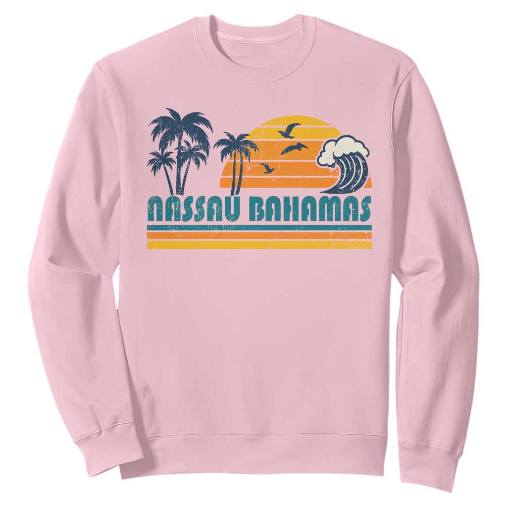 Vintage Nassau Sweatshirt Bahamas Vacation Beach Summer Retro Sunset TS10 Light Pink Print Your Wear