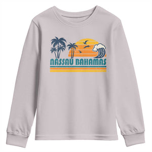 Vintage Nassau Youth Sweatshirt Bahamas Vacation Beach Summer Retro Sunset TS10 Ice Gray Print Your Wear