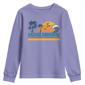 Vintage Nassau Youth Sweatshirt Bahamas Vacation Beach Summer Retro Sunset TS10 Violet Print Your Wear